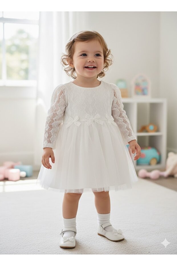 Special Occasion Baby Kids Dress with Tiny Bow and Tulle