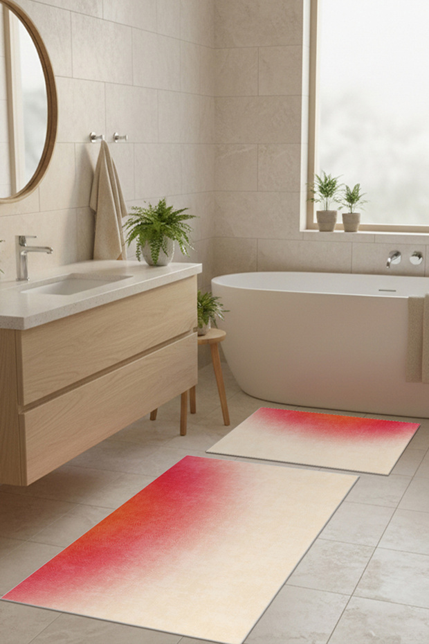 Non-Slip Base Modern Bathroom Mat Set | Thin & Washable | 60X100 & 40X60 cm