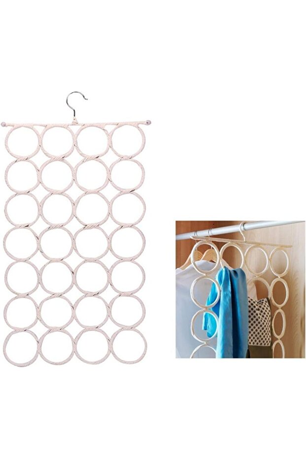 31 Hole Ring Rope Scarf Wraps Shawl Storage Holder Hook Hanger Decor Room