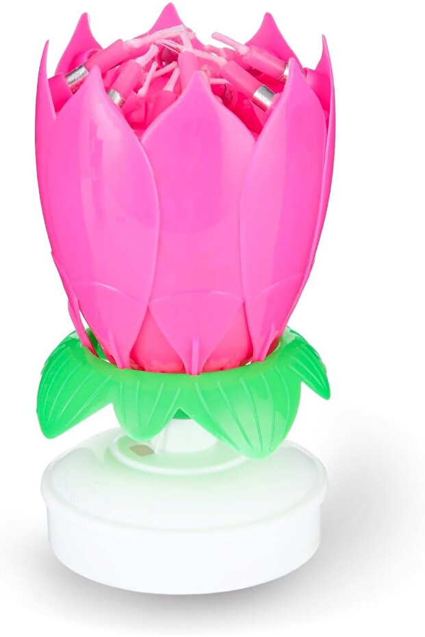 Rotating flowers musical Lotus candle for cake Decoration wedding party supplies