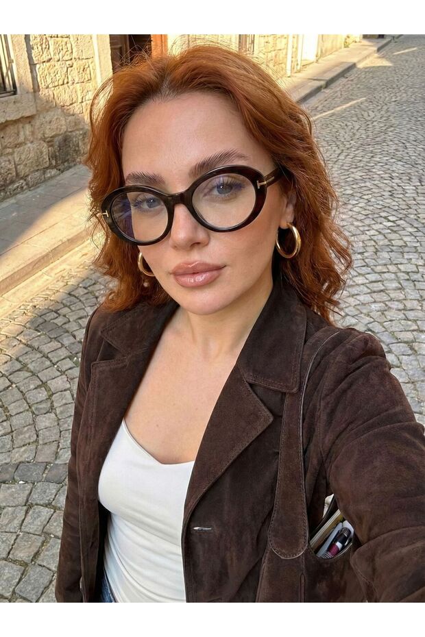 Women's Theodora Blue Light Protection Glasses Screen Glasses Brown
