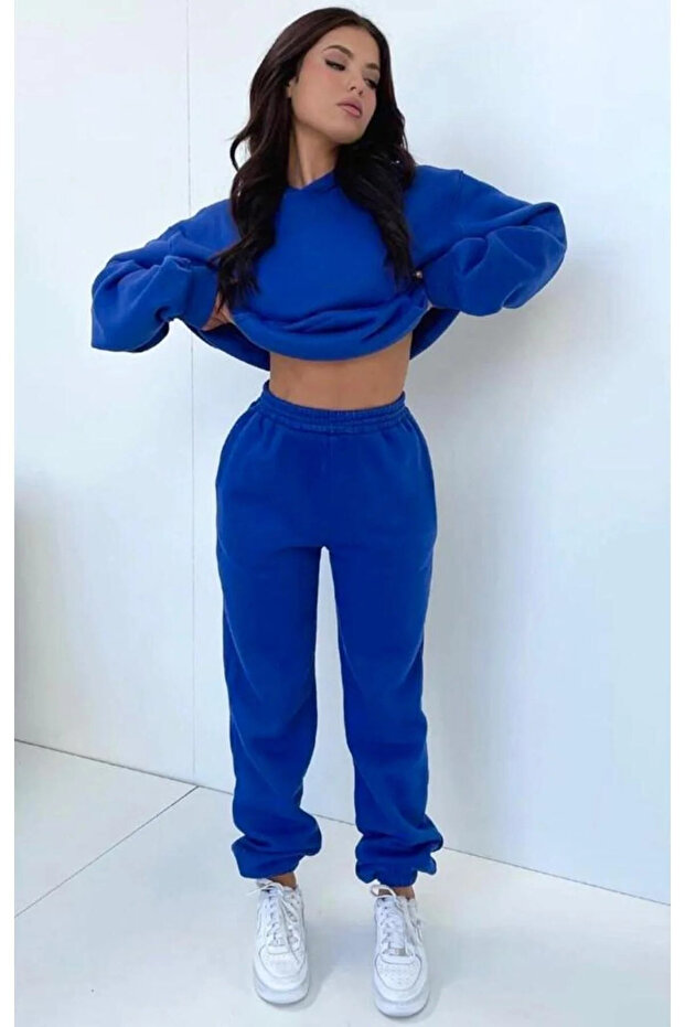 Cobalt Blue Pocket Jogger Sweatpants with Elastic Waist and Legs