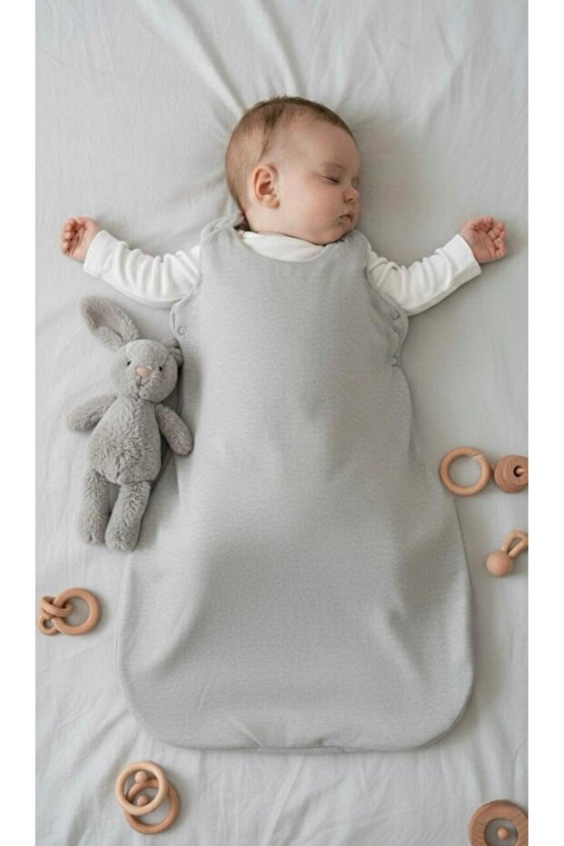 Newborn Baby Plain Gray Soft Swaddle Sleeping Bag 0-6 Months - with Bib Gift