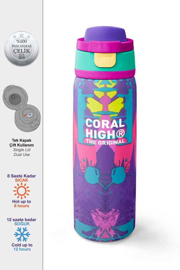 Color Changing Thermos with Straw and Direct Drinking Steel Thermos 800 ml 38566