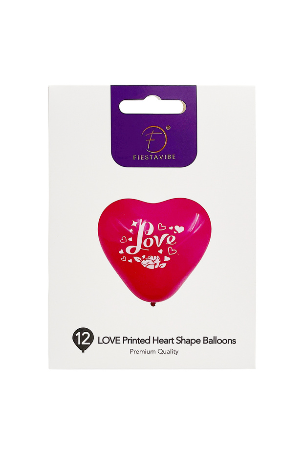 12-Pack 10" Red 'LOVE' Heart Balloons – Printed Romantic Balloons for Valentine’s Day & Proposals