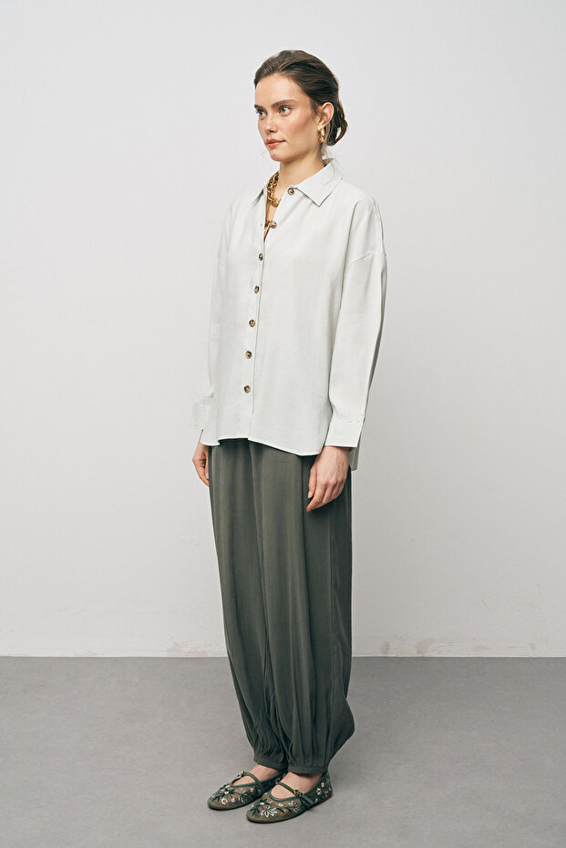 Kadın Basic Modal Düz Dökümlü Gömlek - 4