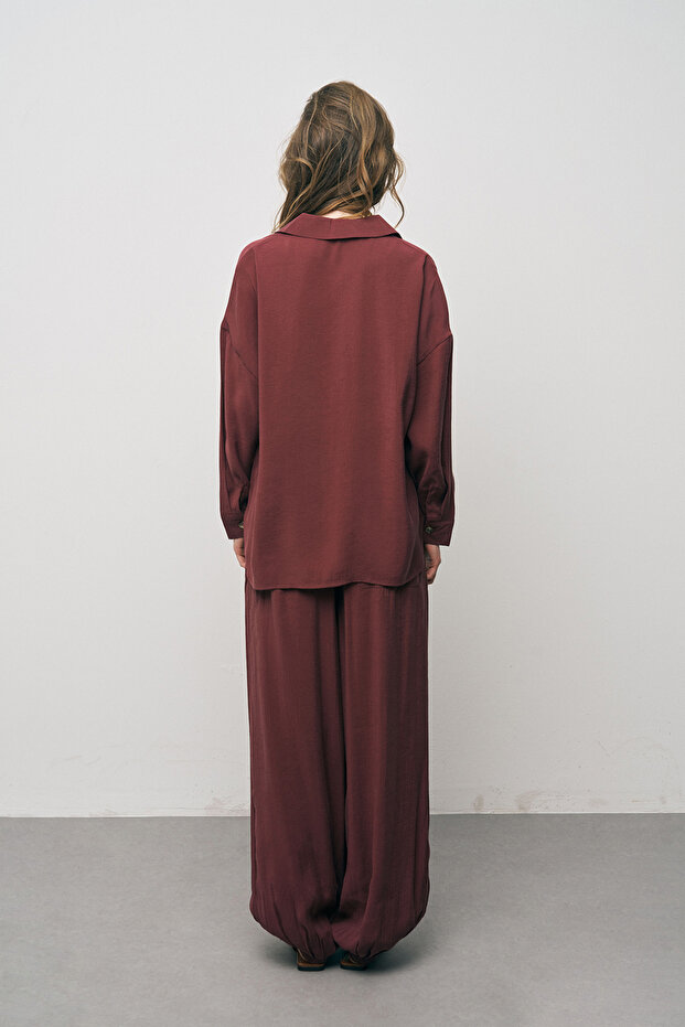 Kadın Basic Modal Düz Dökümlü Gömlek - 5