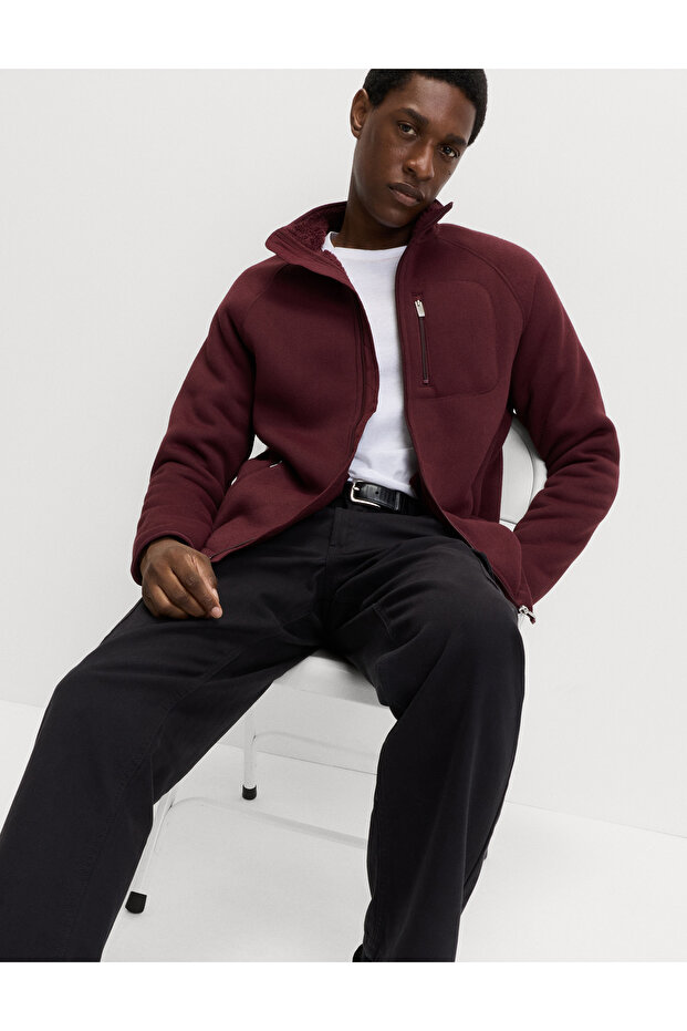 Fermuarlı Polar Ceket - 4