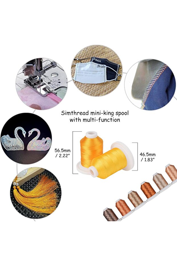 Embroidery Thread Set 9 Spools - 730 m, Multicolor, Storage Box, Brown Tones - 5