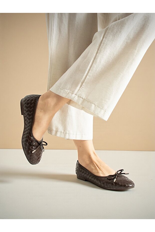 Noya Bowknot Detailed Knitted Patterned Thermo Sole Women's Babet - Casual and Stylish Comfortable Design