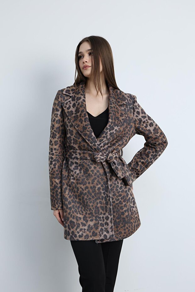 معطف قصير بنقشة الفهد - 6