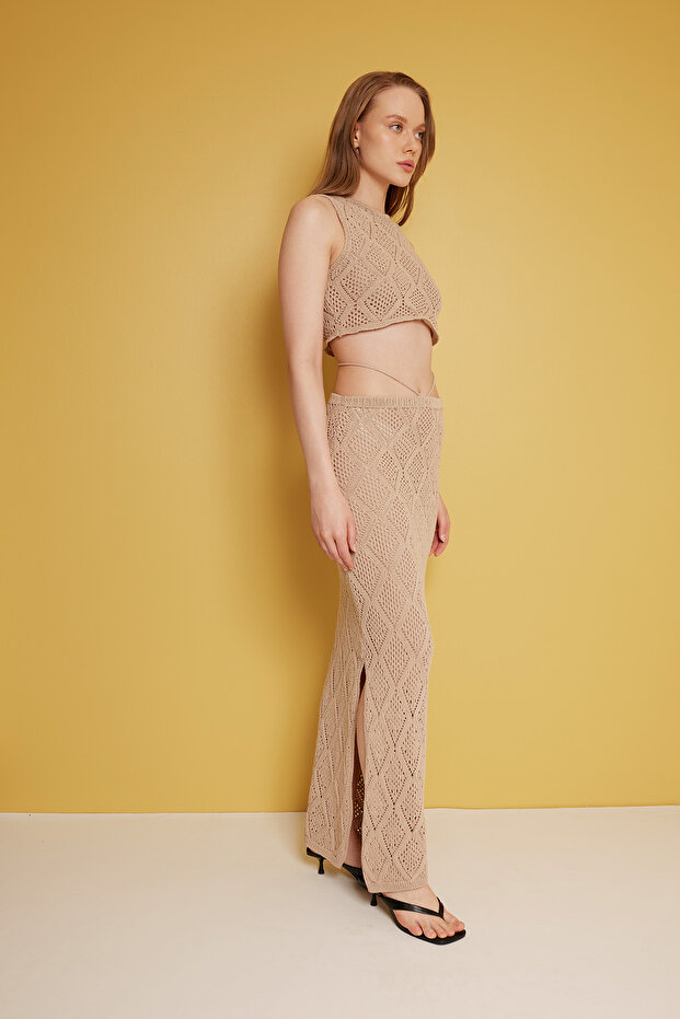 Tassel Detailed Skirted Knitwear Set