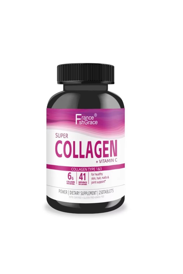 SUPER COLLAGEN + VITAMIN C TYPE 1 & 3 FOR HAIR, SKIN, NAILS SUPPLEMENTS 250 TABLETS