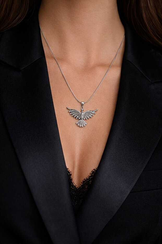 Stainless Steel Necklace with Phoenix Figure – Gold & Silver Color Options