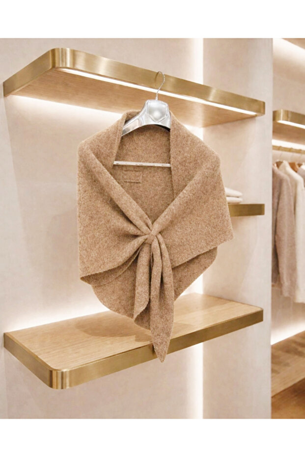 Camel Üçgen Triko Şal - 1