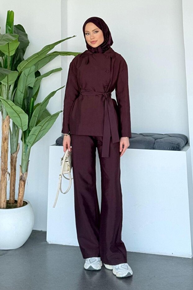 Zahra Pantsuit Set Plum