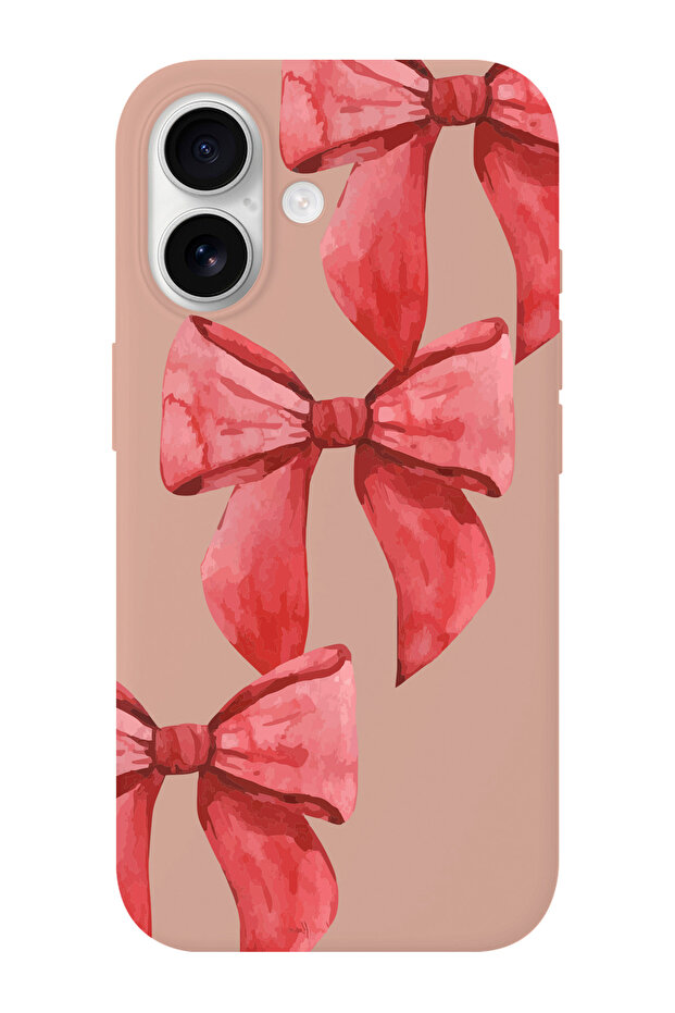 غطاء هاتف آيفون 17 مزين بشريط هدايا ونمط من الجلد المدبوغ من الداخل - 1