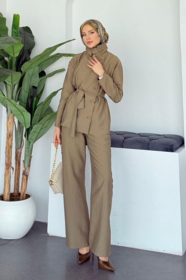 Zahra Trouser Suit Khaki