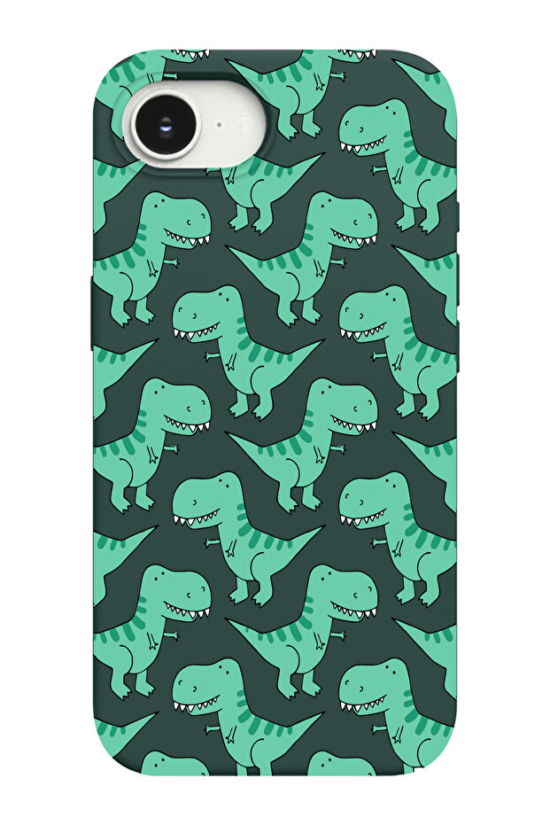 غطاء هاتف متوافق مع آيفون 16E بنمط الديناصورات وتصميم داخلي من الجلد المدبوغ - 1