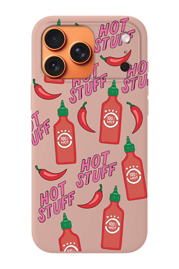 حافظة هاتف متوافقة مع iPhone 17 Pro مصنوعة من الجلد السويدي من الداخل ومرسومة بنمط Hot Stuff - 1