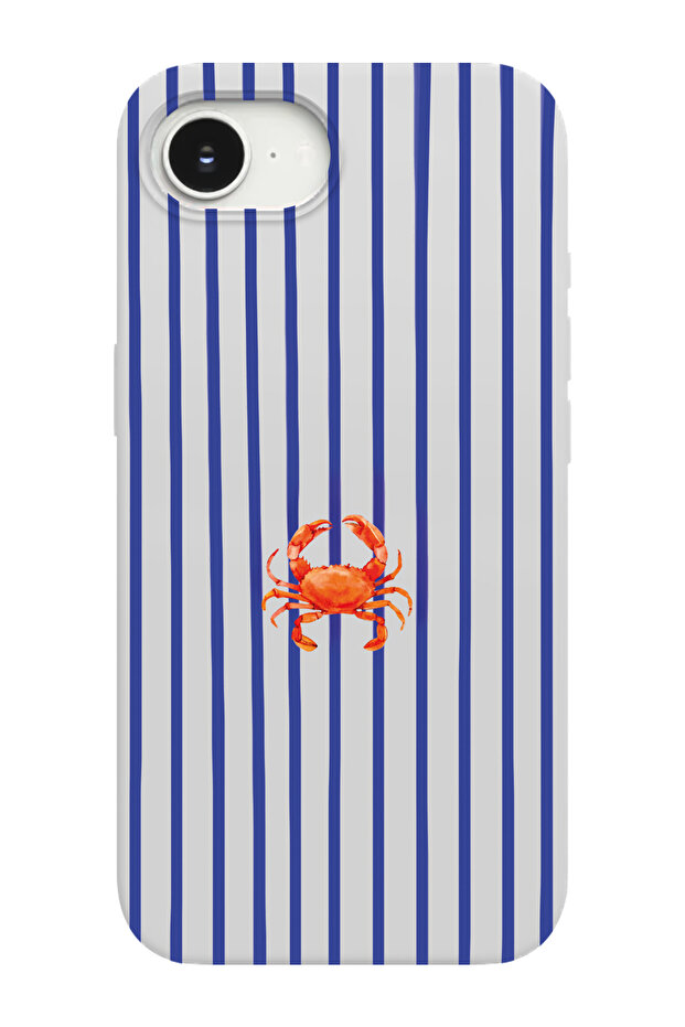 iPhone 16E Compatible Blue Crab Pattern Suede Inside Launch Phone Case - 1