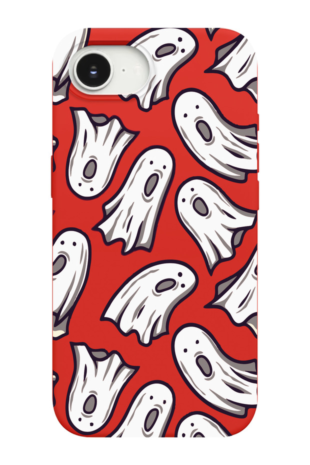 غطاء هاتف متوافق مع آيفون 16E بنمط الشبحين من الداخل مصنوع من الجلد المدبوغ - 1