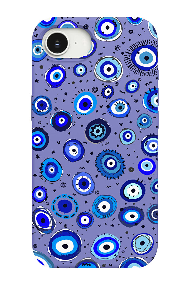 غطاء هاتف متوافق مع آيفون 16E مزين بخرزات على شكل عين الشر ونمط من الجلد المدبوغ - 1