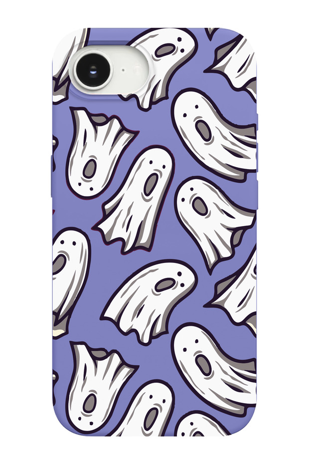 غطاء هاتف متوافق مع آيفون 16E بنمط الشبحين من الداخل مصنوع من الجلد المدبوغ - 1