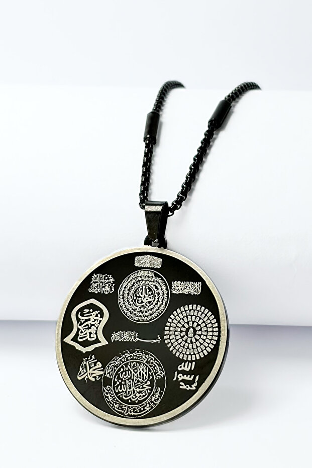 Black Hat Hilye-I Şerif & Ayetel Kürsi Thick Roll Chain 316L 60 cm Stainless Steel Necklace