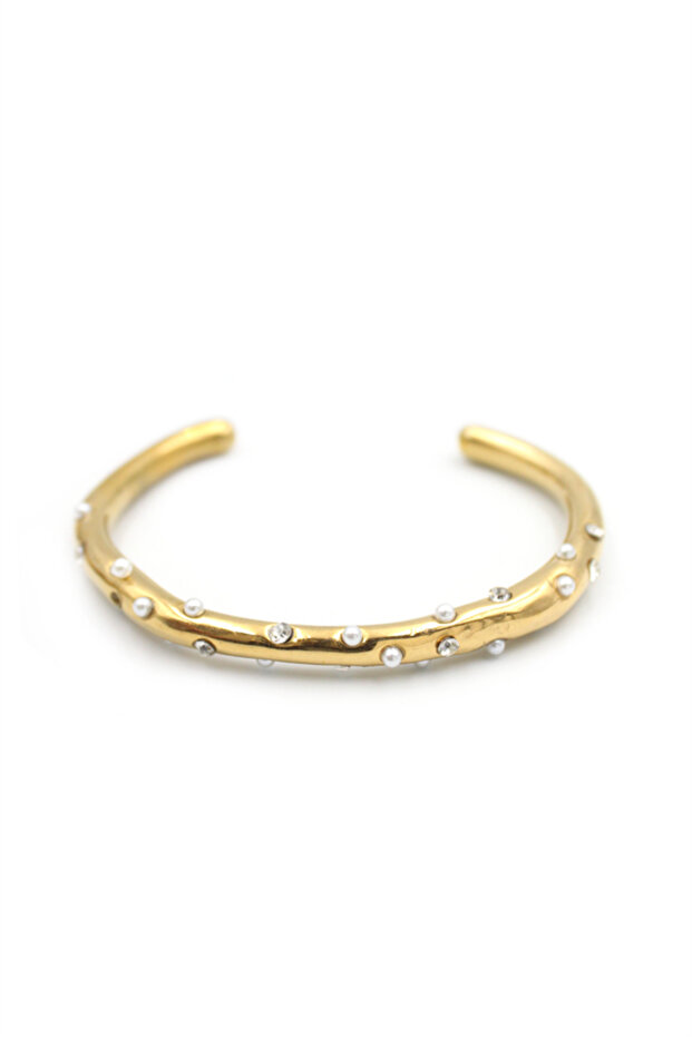 Stone and Pearl Bracelet - Gold