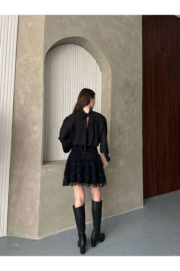 Etekli Mini Elbise - 5