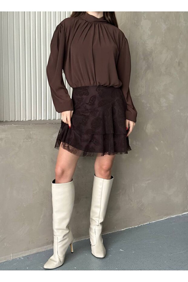 Etekli Mini Elbise - 4