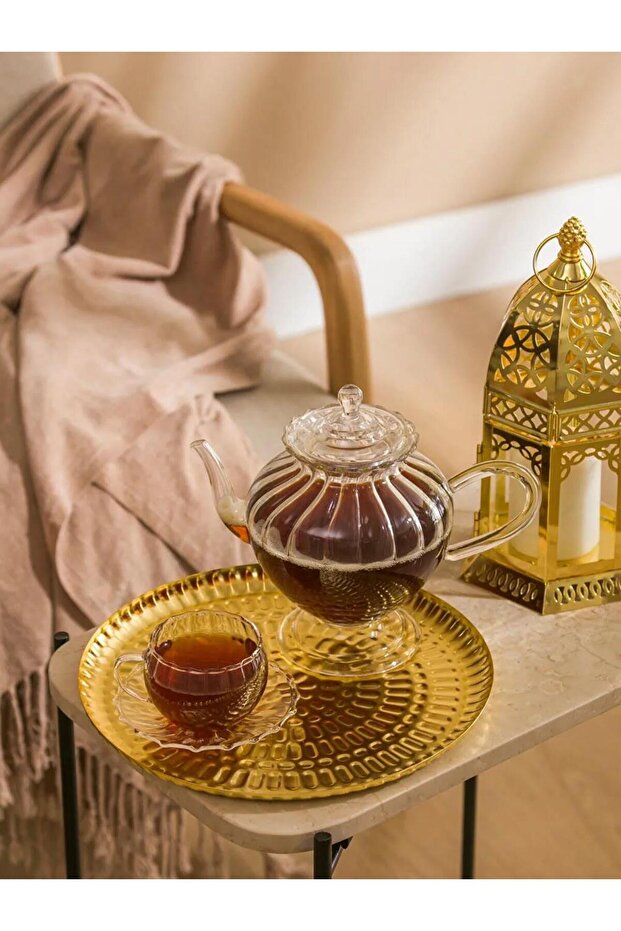 Yellow Round Metal Tray 25 cm (S6)