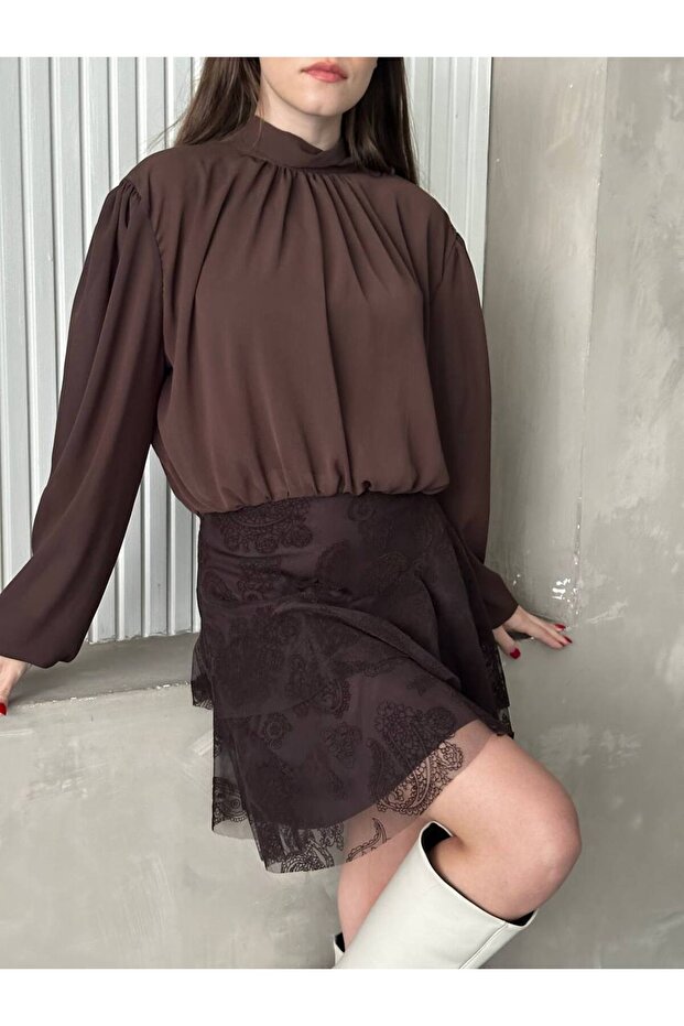 Etekli Mini Elbise - 3