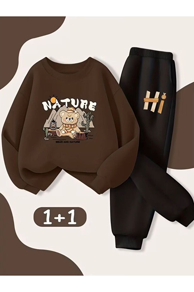 Girls' and Boys' Nature Printed Crewneck Sweat Suit