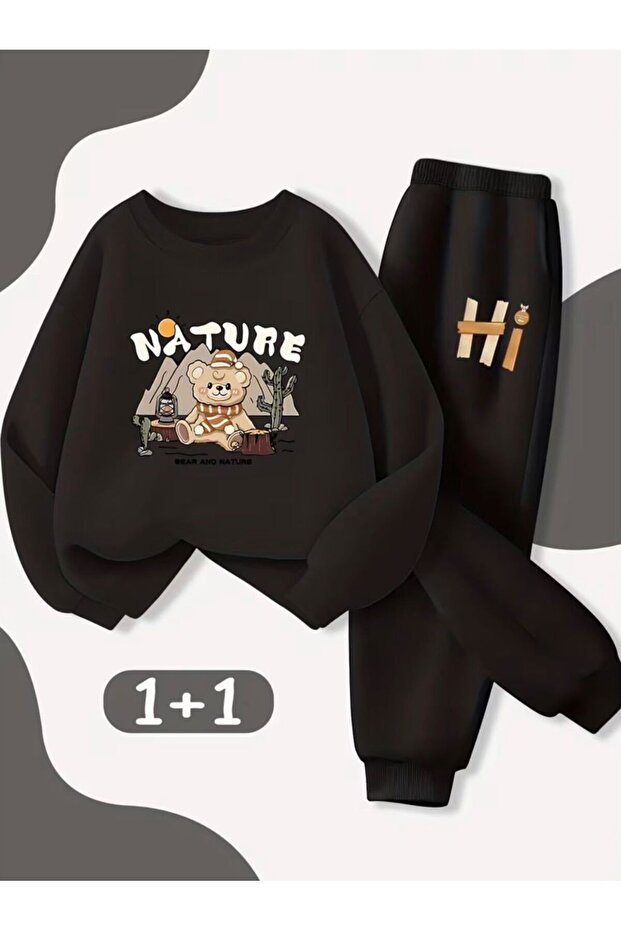 Girls' and Boys' Nature Printed Crewneck Sweat Suit