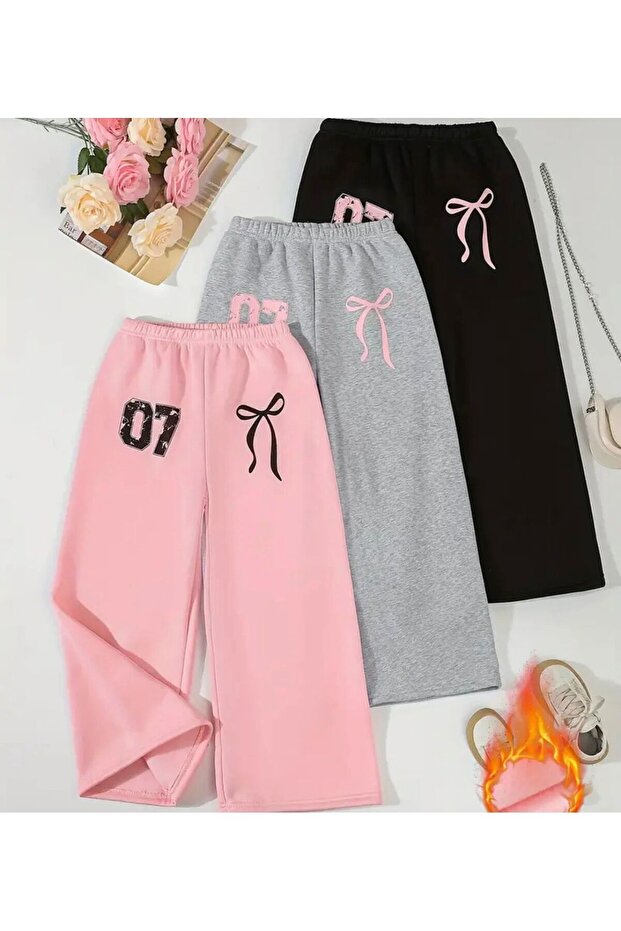 Girls' Triple Pack Baggy Style Sweatpants Pinkblackgrey