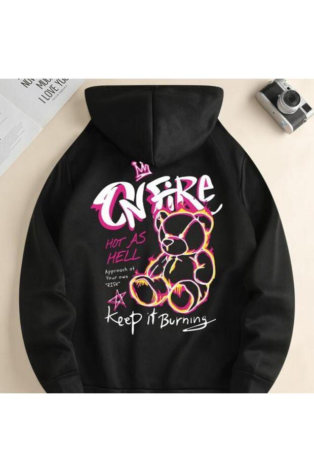 Unisex Black Oversize 3 Thread Raster Sweatshirt - Premium Quality High Resolution Printed