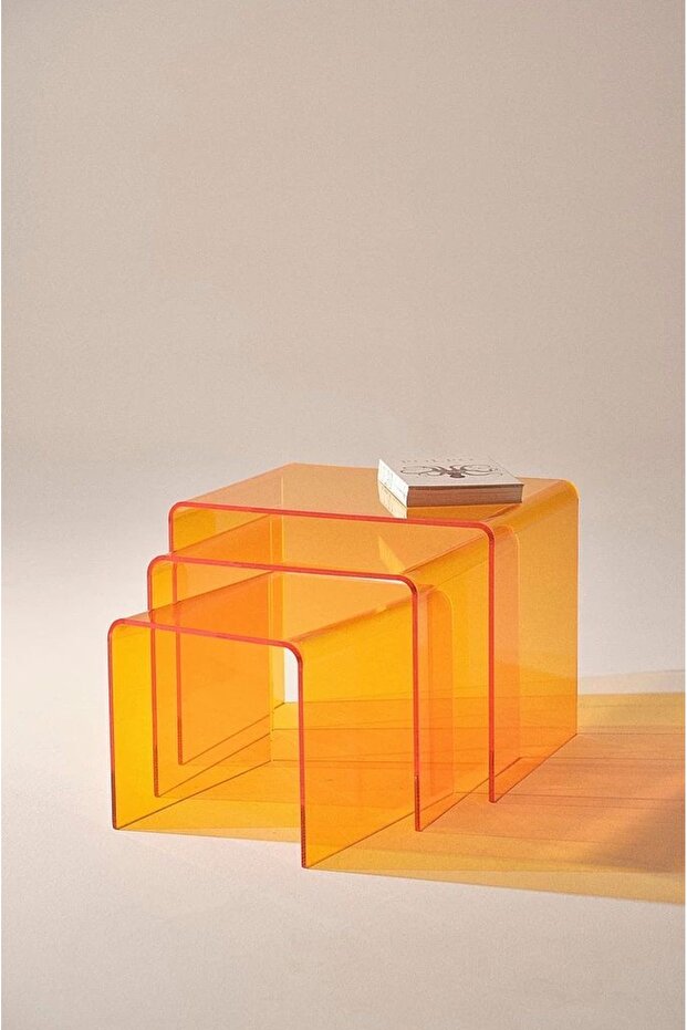 AKRİLİK TURUNCU 3’lü ZİGON SEHPA - 1