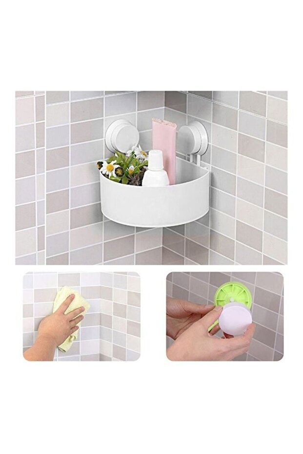 Plastic Bathroom Corner Storage Rack White 17.5x7.8cm