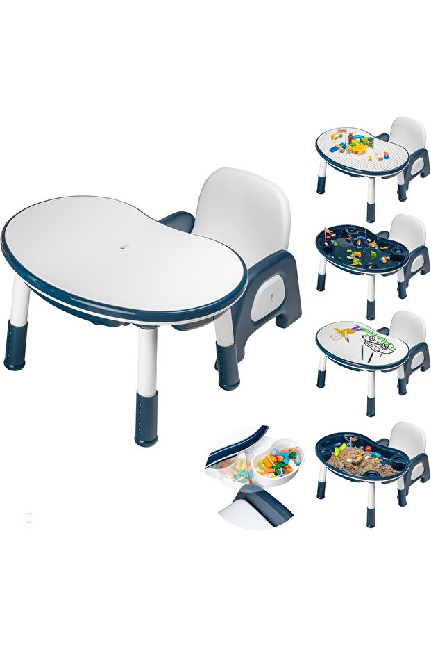 Kids Learning Desk, With Gadgets, Activity Table and Chair Set, Height Adjustable Educational Desk w