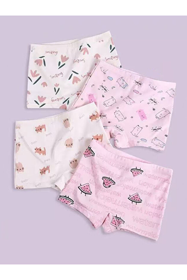 Pack of 4 - Girls Printed Cotton Briefs