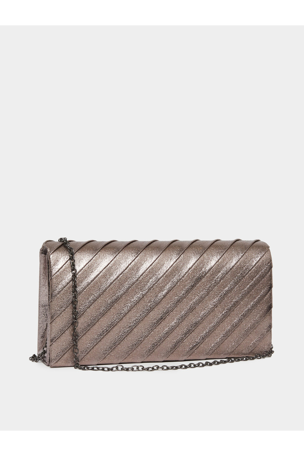 Metallic Clutch with Chain Strap
