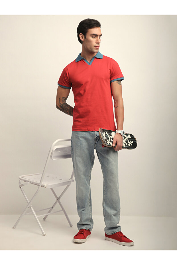 بولو رجالي سادة بقصة عادية وياقة مفتوحة - 5