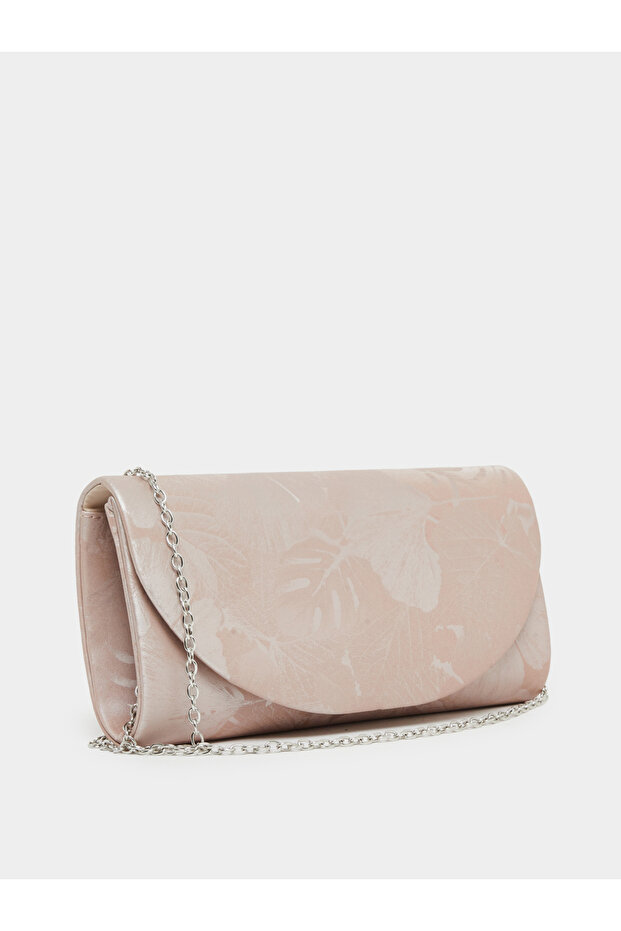 Women Satin Floral Print Clutch Bag
