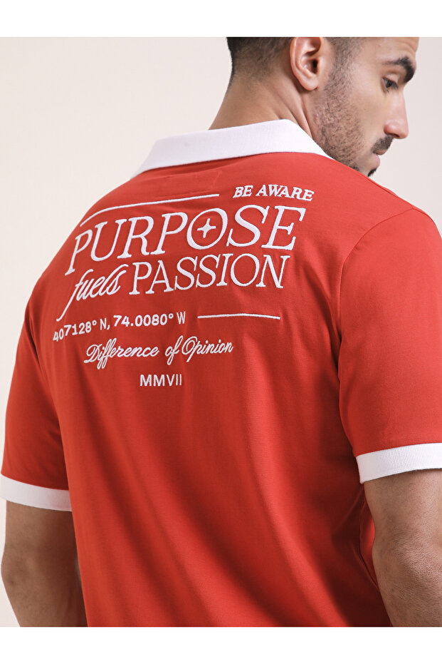 Men Relaxed Fit Embroidery Open Collar Polo