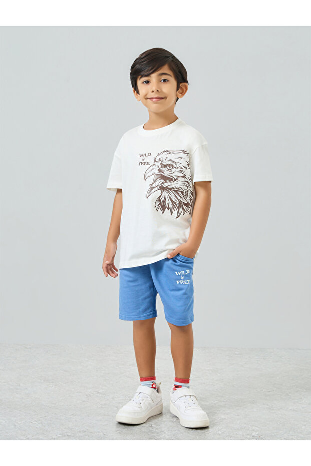 Boys Cotton Eagle Print T-Shirt and Shorts Set