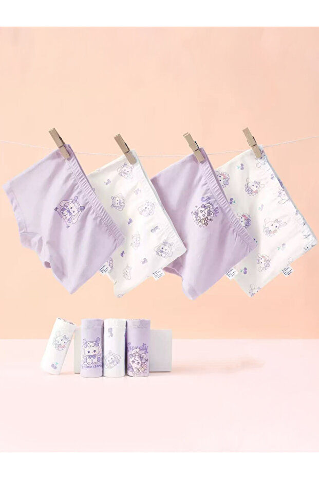 Pack of 4 - Girls Printed Cotton Briefs