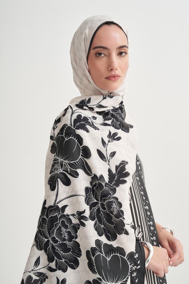 Novera Monogram Floş Şal Krem - 2