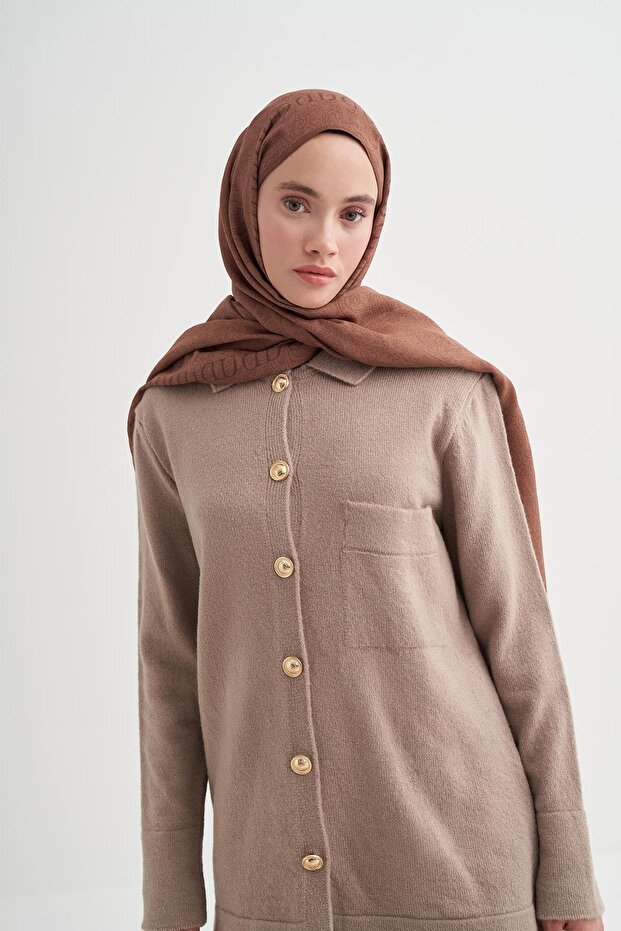 Elenora Monogram Floş Şal Taba - 4